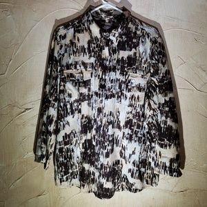 Chico's Brown Button Down Shirt Top Large